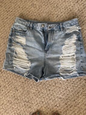American Eagle Outfitters Light Blue Distressed Denim Shorts